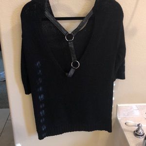 Black sweater with Black leather strap